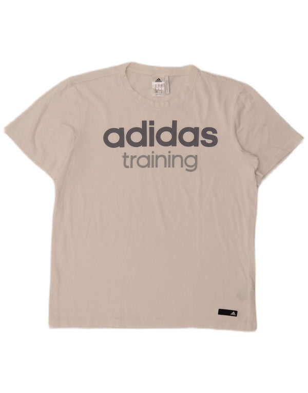 Adidas Herren Climalite Graphic T-Shirt Top aus mittelweißer Baumwolle