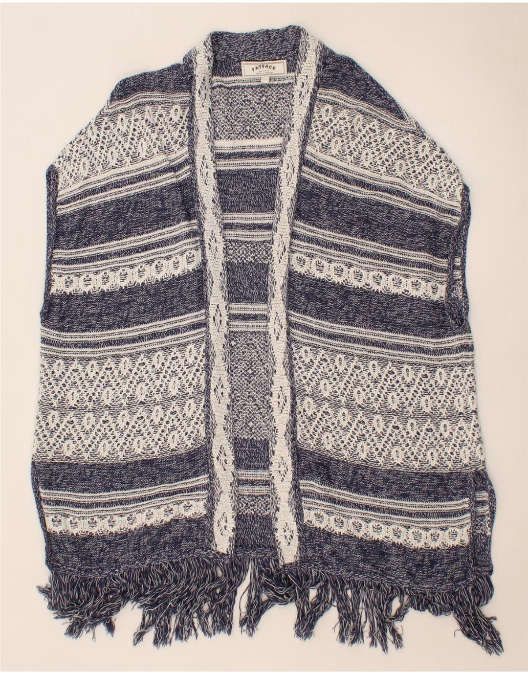 FAT FACE Womens Oversized Cardigan Sweater UK 10 Small Blue Fair Isle Vintage Fat Face and Second-Hand Fat Face from Messina Hembry 