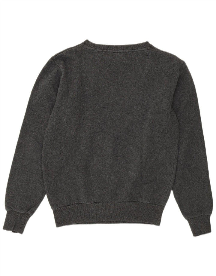 ELLESSE Womens Oversized Graphic Sweatshirt Jumper UK 6 XS Grey Cotton