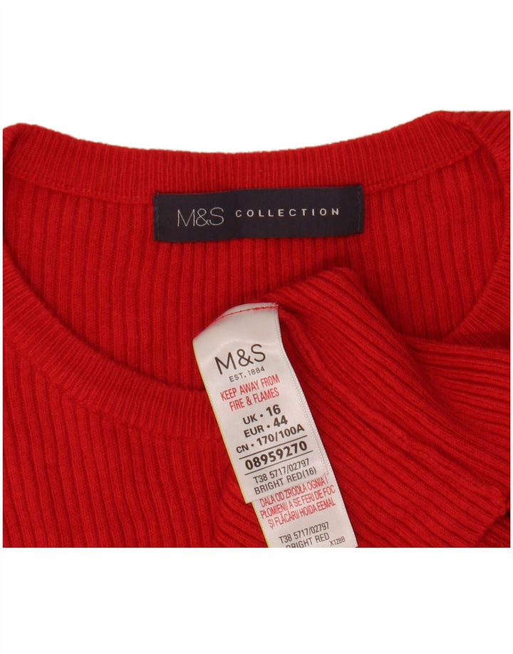 Marks & Spencer Damen Crop T-Shirt Top UK 16 Large Rote Viskose