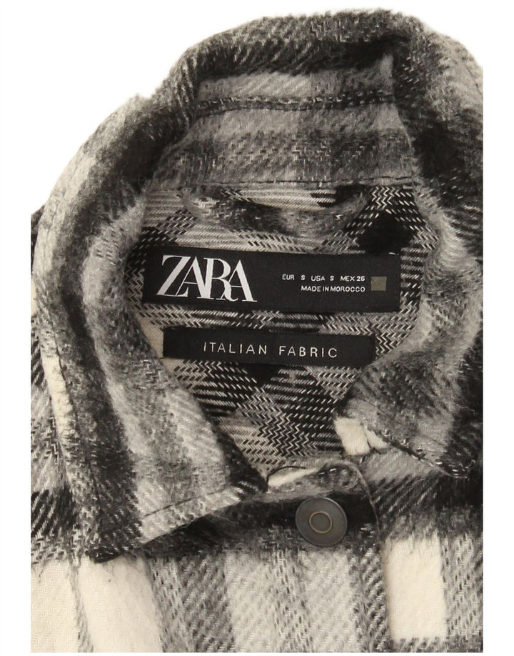 Übergroße Bomberjacke von Zara für Damen, Gr. 10, klein, grau kariert