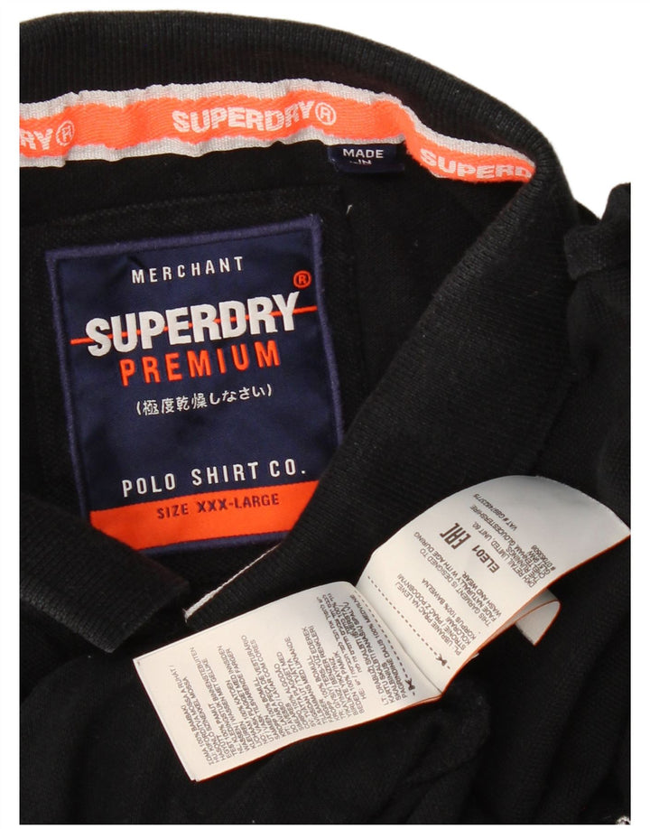 Superdry Herren-Poloshirt mit Grafik, 3XL, schwarze Baumwolle