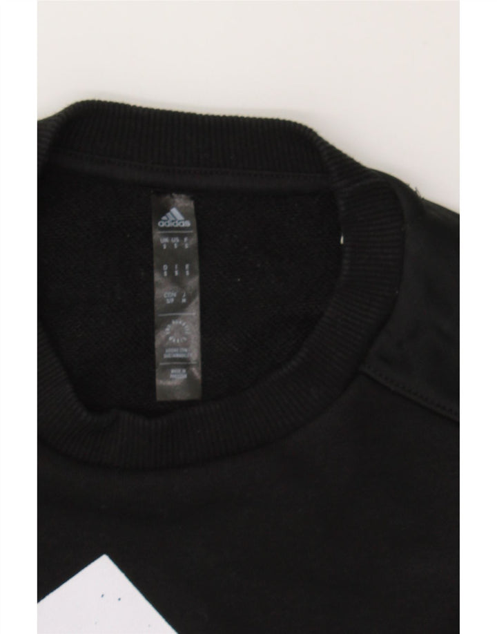 ADIDAS Mens Graphic Sweatshirt Jumper Small Black Cotton Vintage Adidas and Second-Hand Adidas from Messina Hembry 