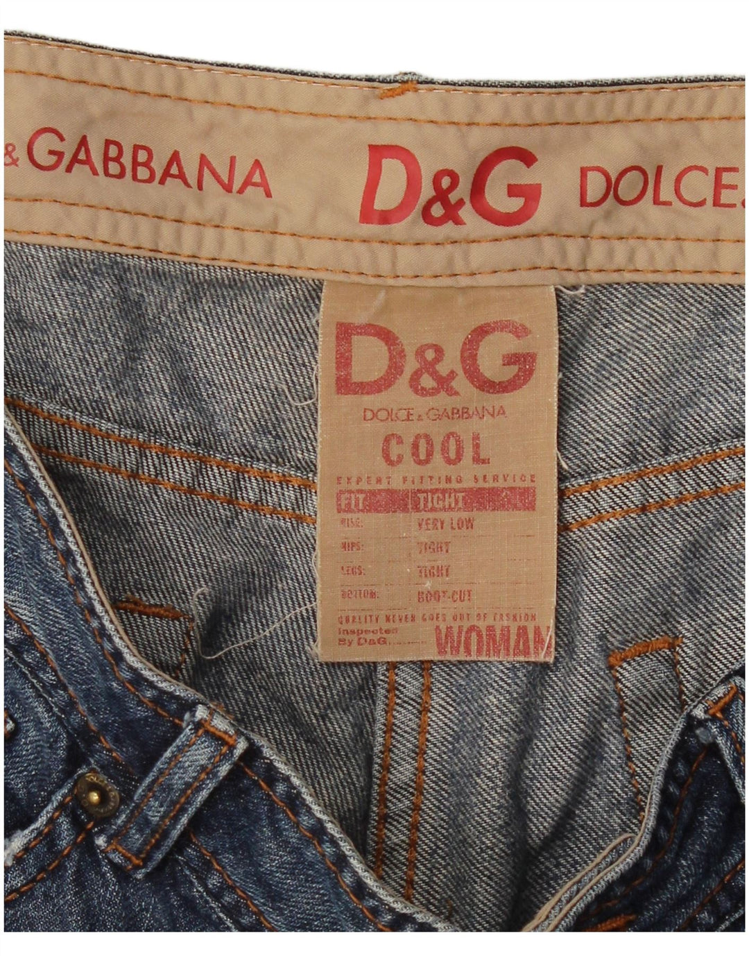 DOLCE & GABBANA Damen Bootcut-Jeans mit enger Passform und niedriger Taille, W34, L30, Blau