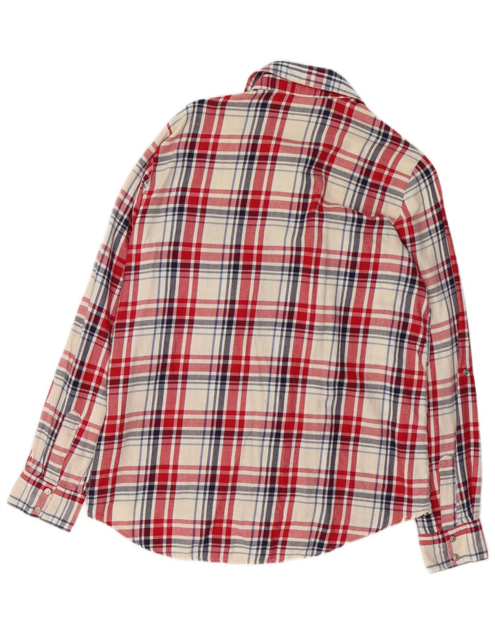 Zara Damen Flanellhemd UK 14 Mittelrot karierte Baumwolle
