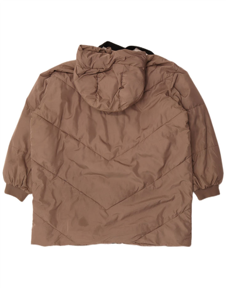 Zara Damen-Kapuzen-Übergröße, gepolsterter Mantel, UK 18, XL, braun, Polyester