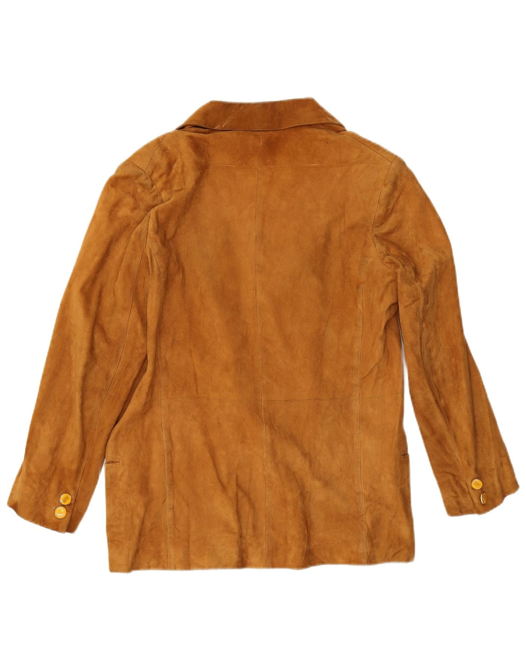 Vintage Damen 2-Knopf-Wildleder-Blazerjacke UK 12 Medium Beige Leder