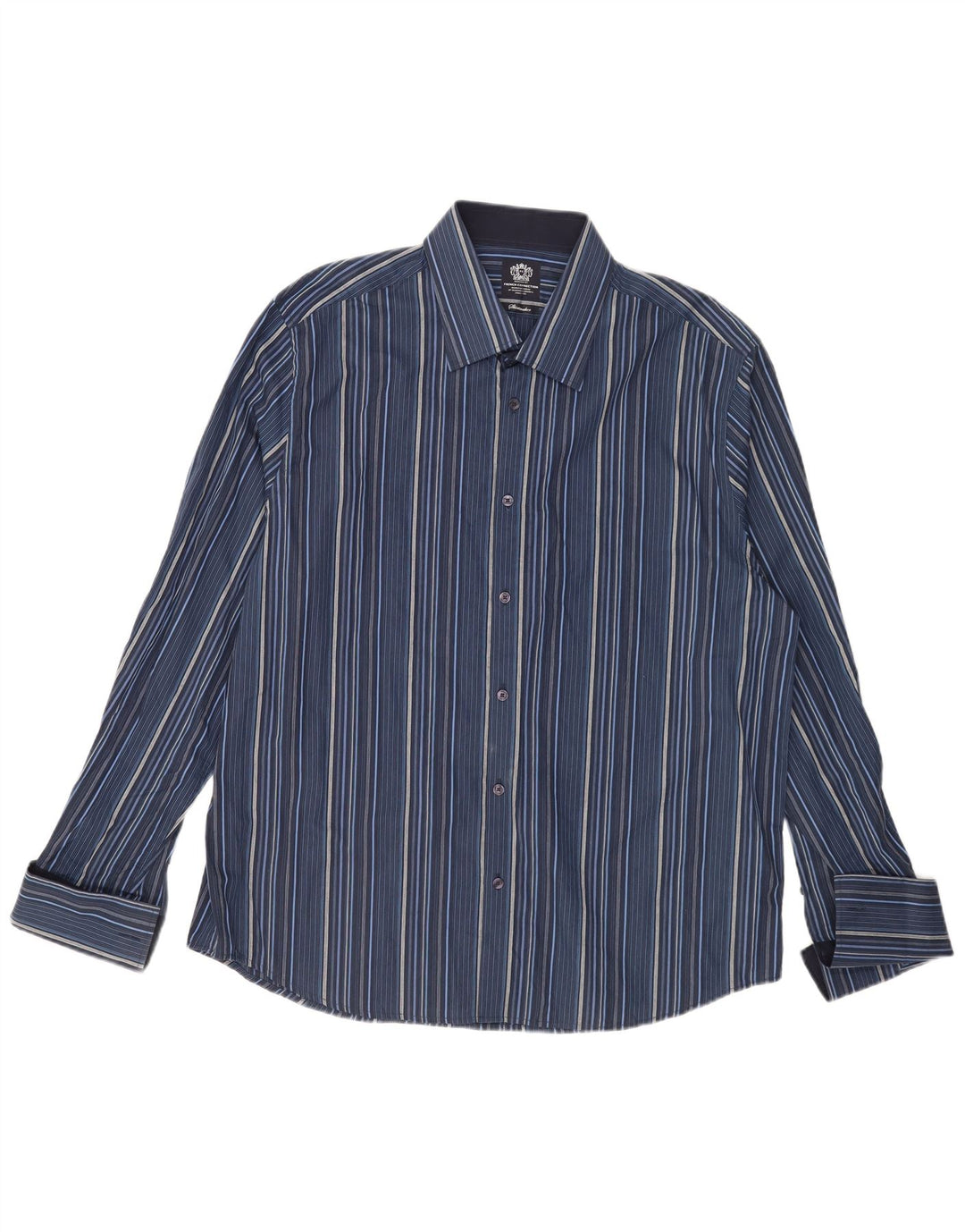 French Connection Herren-Formalhemd 2XL, Marineblau, gestreift, Baumwolle