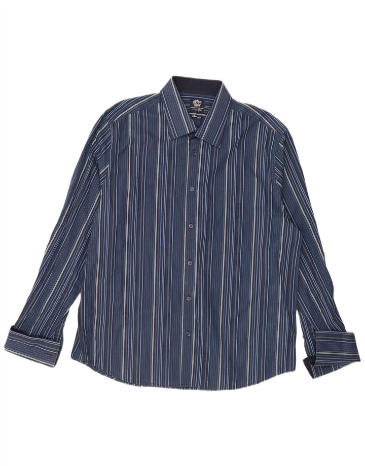 French Connection Herren-Formalhemd 2XL, Marineblau, gestreift, Baumwolle