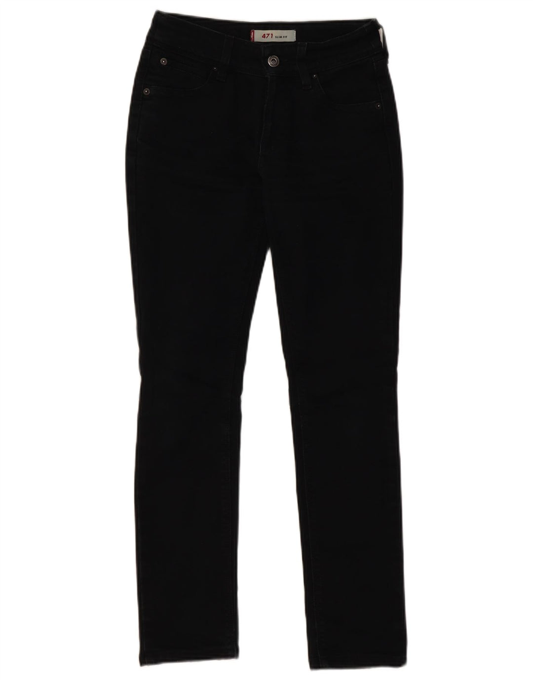 Levi's Damen 471 Slim Jeans W26 L28 Schwarze Baumwolle