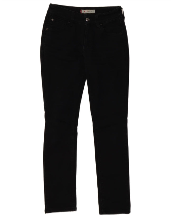 Levi's Damen 471 Slim Jeans W26 L28 Schwarze Baumwolle