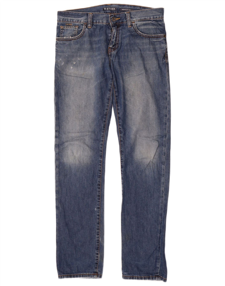 Guess Distressed-Jeans für Jungen, normale Passform, gerade Passform, 15–16 Jahre, W32, L33, Blau