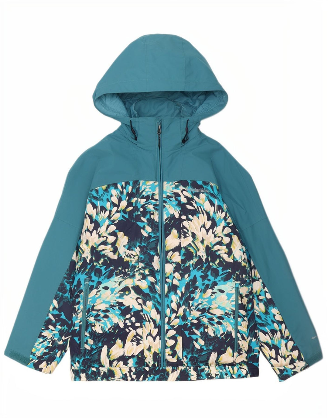 Columbia Damen-Windbreakerjacke mit Kapuze, UK 10, Größe S, blau, geblümt, Polyester