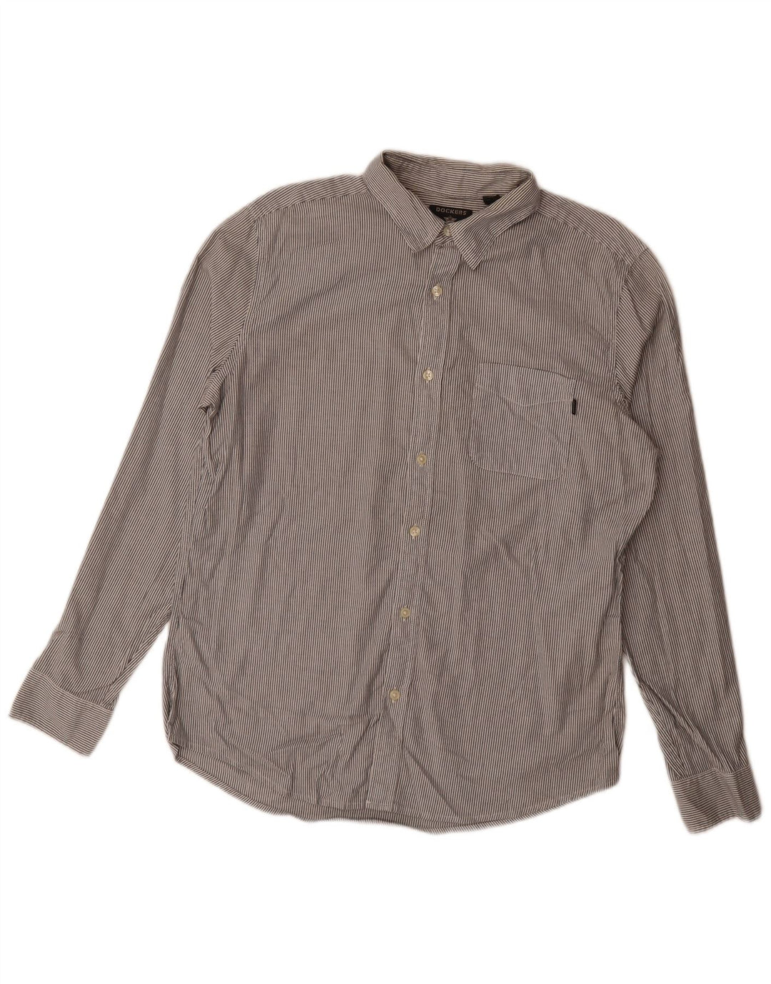Dockers Slim-Hemd für Herren, groß, graue Nadelstreifen-Baumwolle