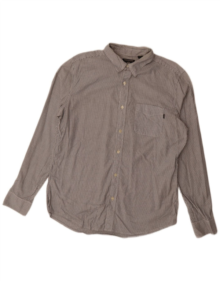 Dockers Slim-Hemd für Herren, groß, graue Nadelstreifen-Baumwolle