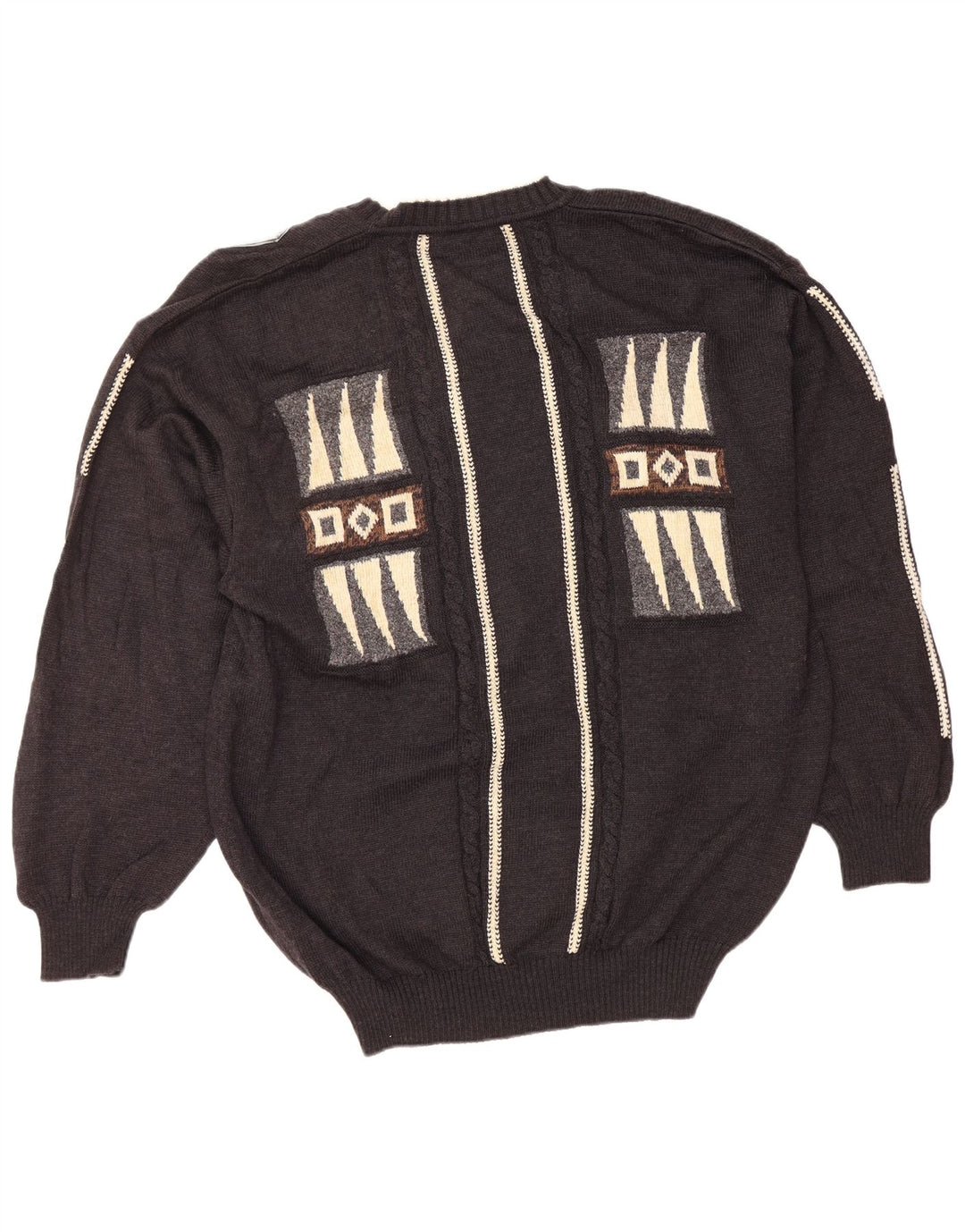 UMBERTO BILANCIONI Herren-Pullover mit V-Ausschnitt, 2XL, graue geometrische Wolle