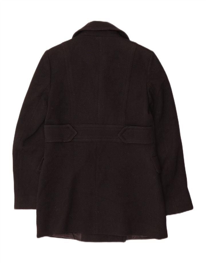 Massimo Dutti Damen Zweireihiger Mantel EU 38 Kleine schwarze Wolle