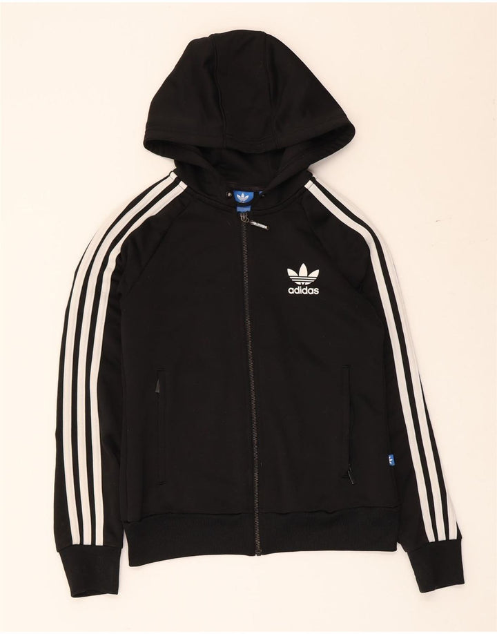 Adidas Mädchen-Kapuzenpullover mit Reißverschluss, 7–8 Jahre, schwarzes Polyester
