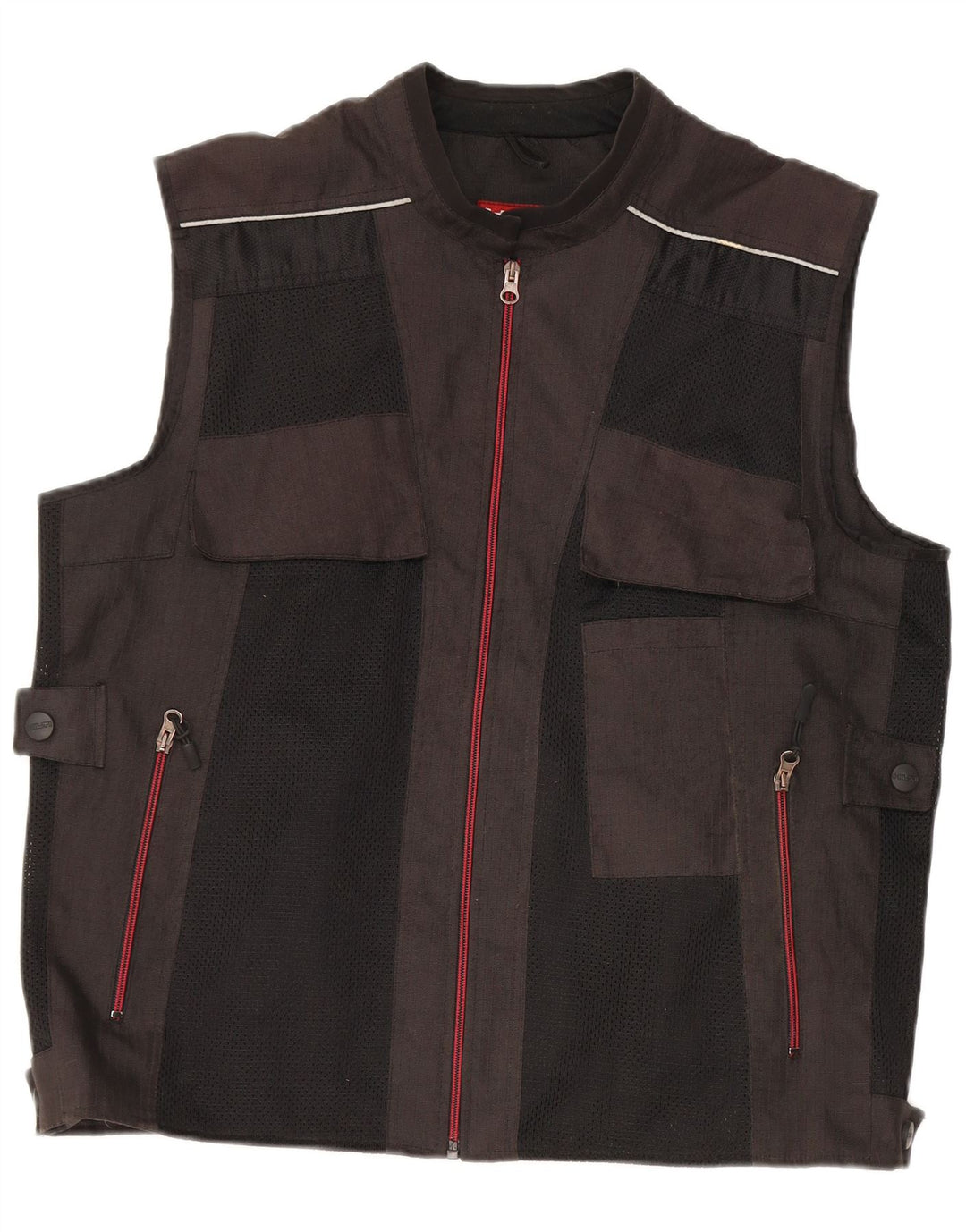 Vintage Herren Utility Gilet UK 42 XL Schwarz Colourblock Polyester