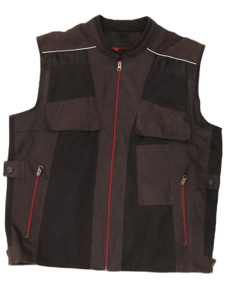 Vintage Herren Utility Gilet UK 42 XL Schwarz Colourblock Polyester