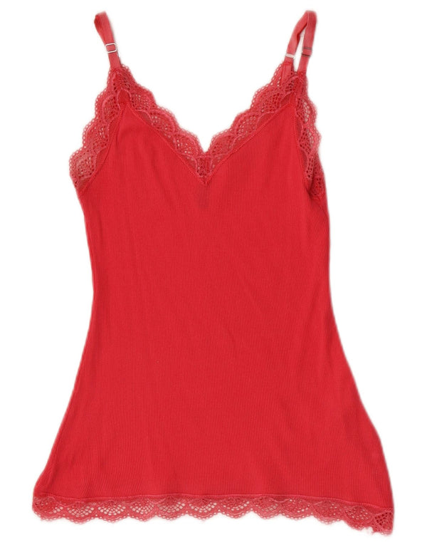 Benetton Damen Cami Top UK 8 Small Rosa Baumwolle