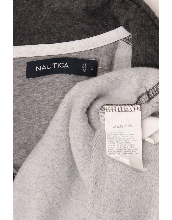 Nautica Herren-Sweatshirt mit Reißverschluss am Hals, groß, aus grauer Baumwolle