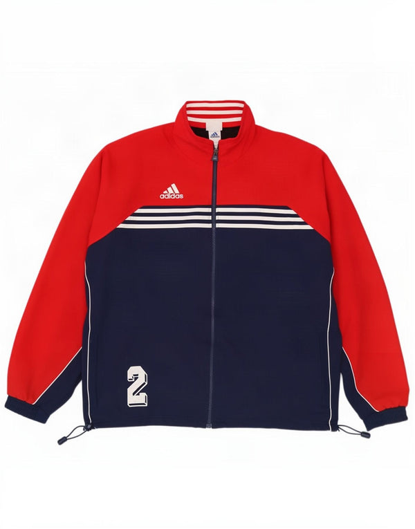 Adidas Herren Loose Fit Trainingsanzug Top Jacke UK 44/46 Large Red Colourblock