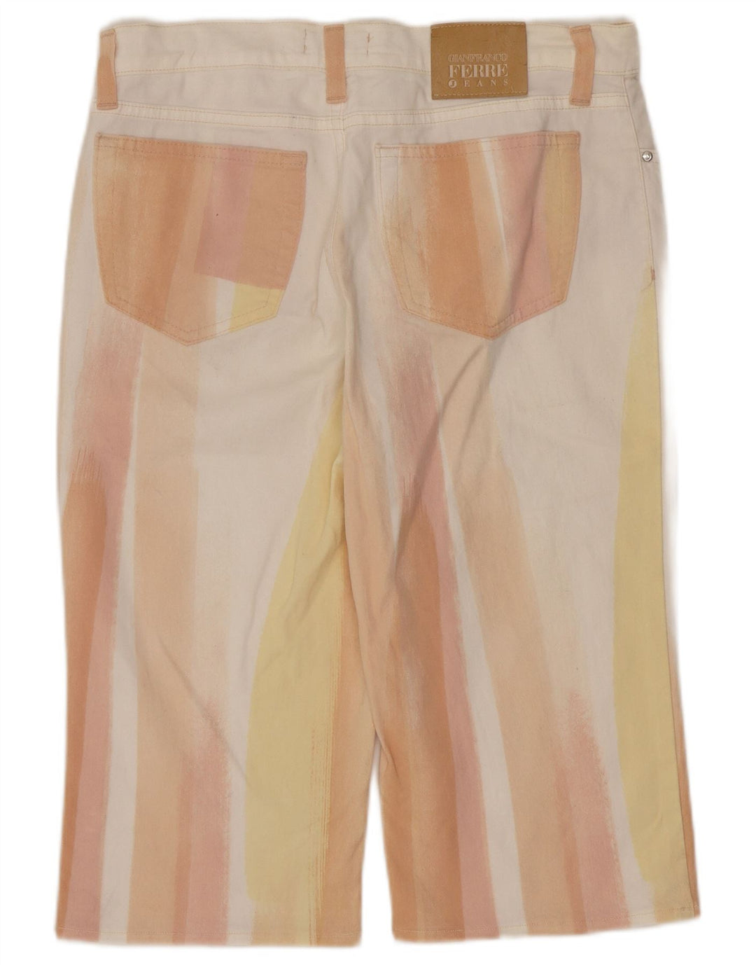Gianfranco Ferre Damen Bermuda-Jeansshorts W28 Mittelweiß Farbblock