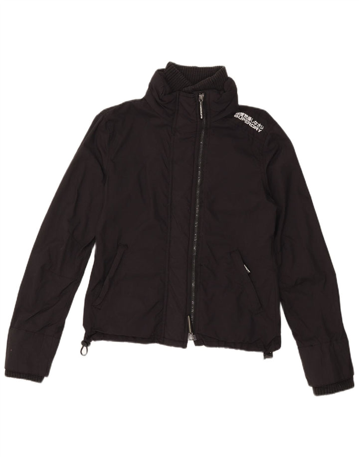 Superdry Damen Graphic Regenjacke UK 12 Mittelschwarzes Nylon