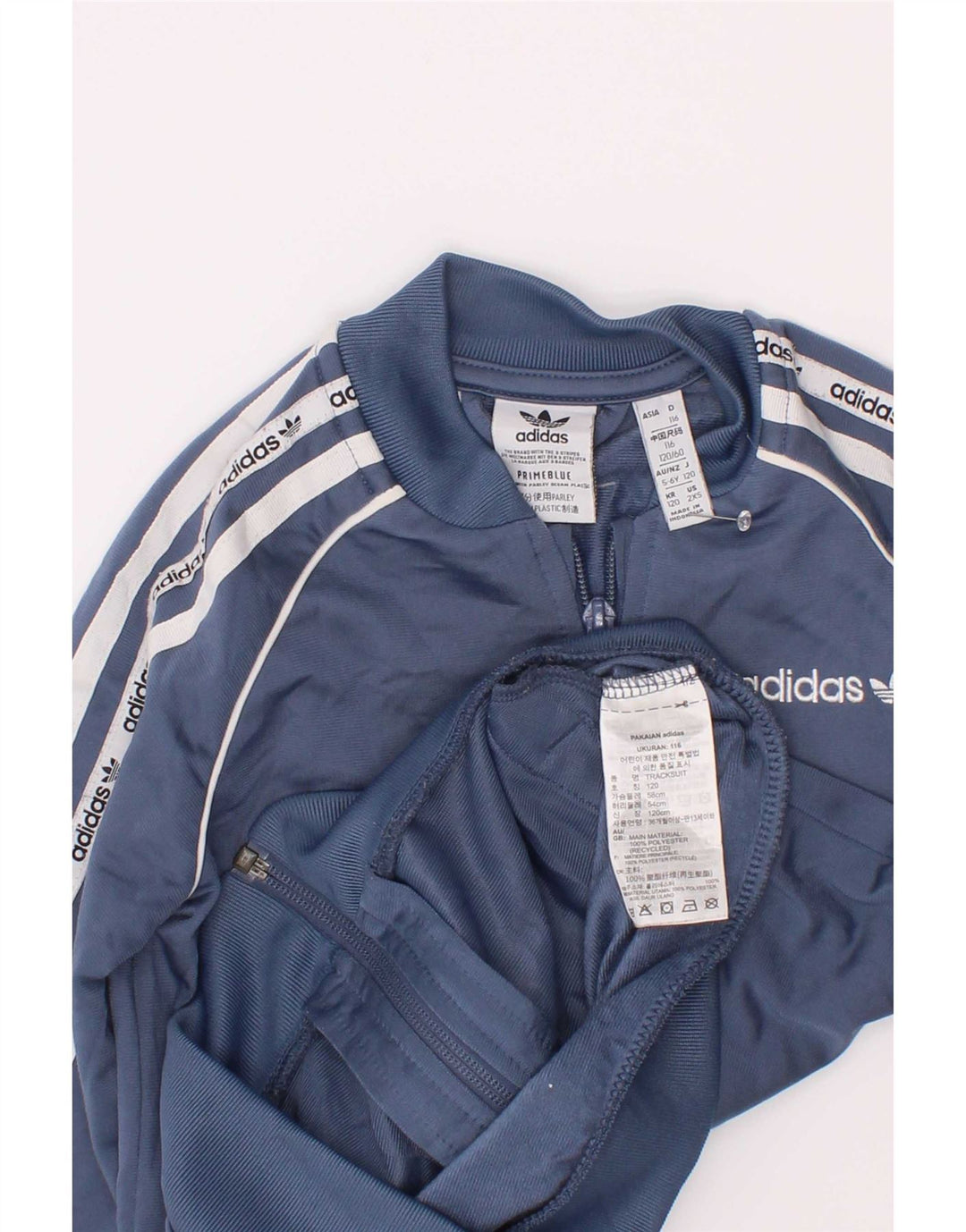 Adidas Jungen Grafik-Trainingsanzug-Top-Jacke, 5–6 Jahre, blaues Farbblockdesign