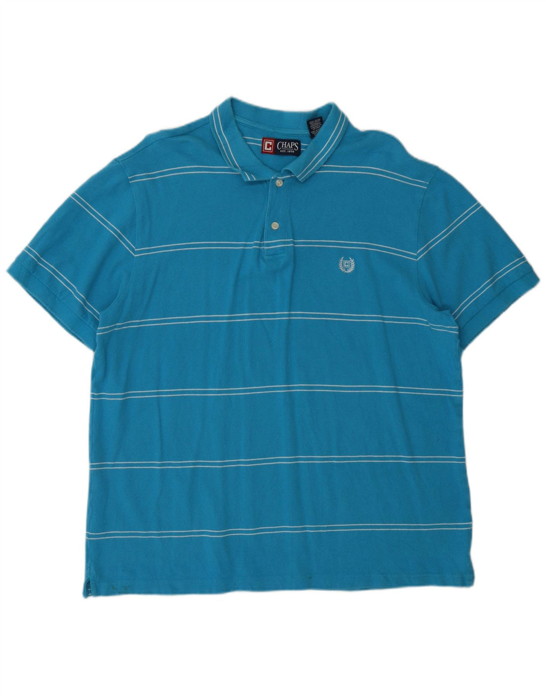 Chaps Herren-Poloshirt XL, blau gestreift, Baumwolle