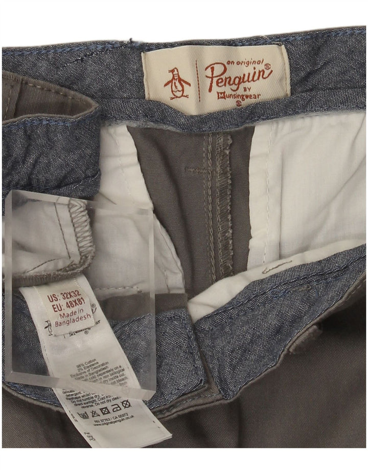 Penguin Slim Chino-Hose für Herren, W32, L32, graue Baumwolle
