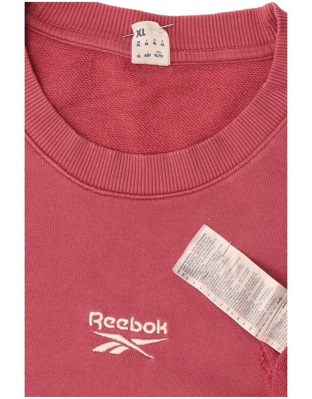 Reebok Herren Loose Fit Sweatshirt Pullover XL Rosa Baumwolle