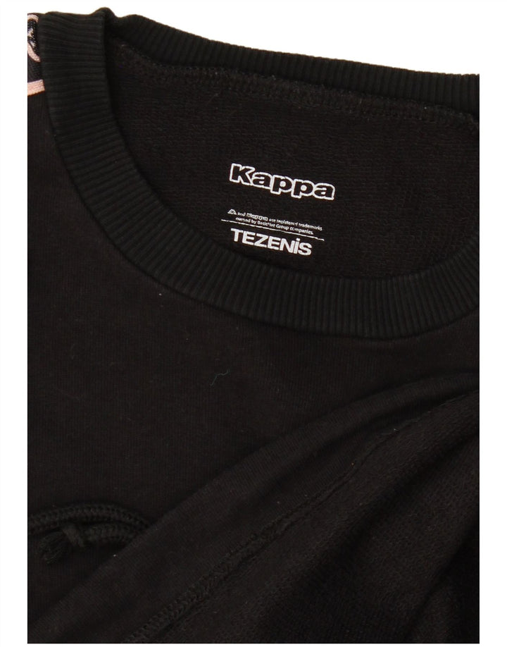 Kappa Damen Tezenis Graphic Sweatshirt Pullover UK 12 Medium Schwarz