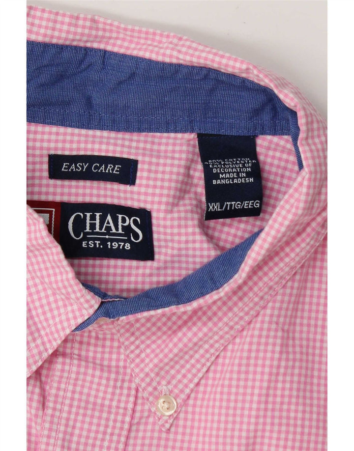 Chaps Herren Kurzarmhemd 2XL Pink Gingham Baumwolle