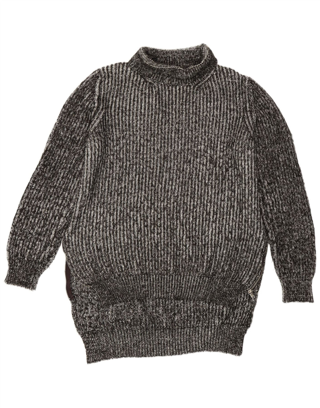 Langer Rollkragenpullover für Damen von Zara, Gr. 14, Mittelgrau meliert