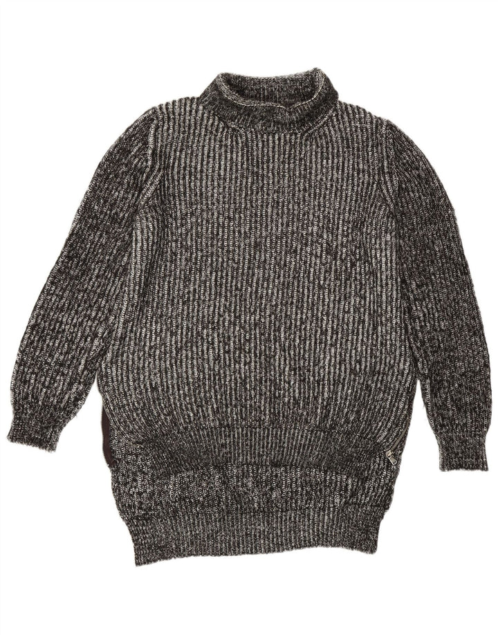 Langer Rollkragenpullover für Damen von Zara, Gr. 14, Mittelgrau meliert