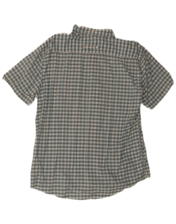 Camel Active Herren-Hemd, kurzärmelig, normale Passform, groß, blau, Gingham-Baumwolle