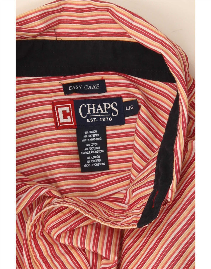 Chaps Herren-Hemd mit normaler Passform, groß, rot gestreift, aus Baumwolle