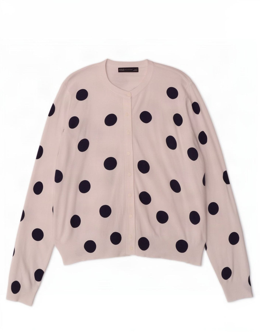 Marks & Spencer Damen Strickjacke Pullover UK 18 XL Weiß Geometrisch