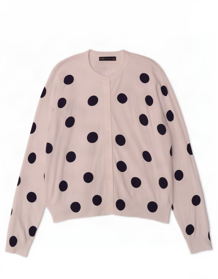 Marks & Spencer Damen Strickjacke Pullover UK 18 XL Weiß Geometrisch
