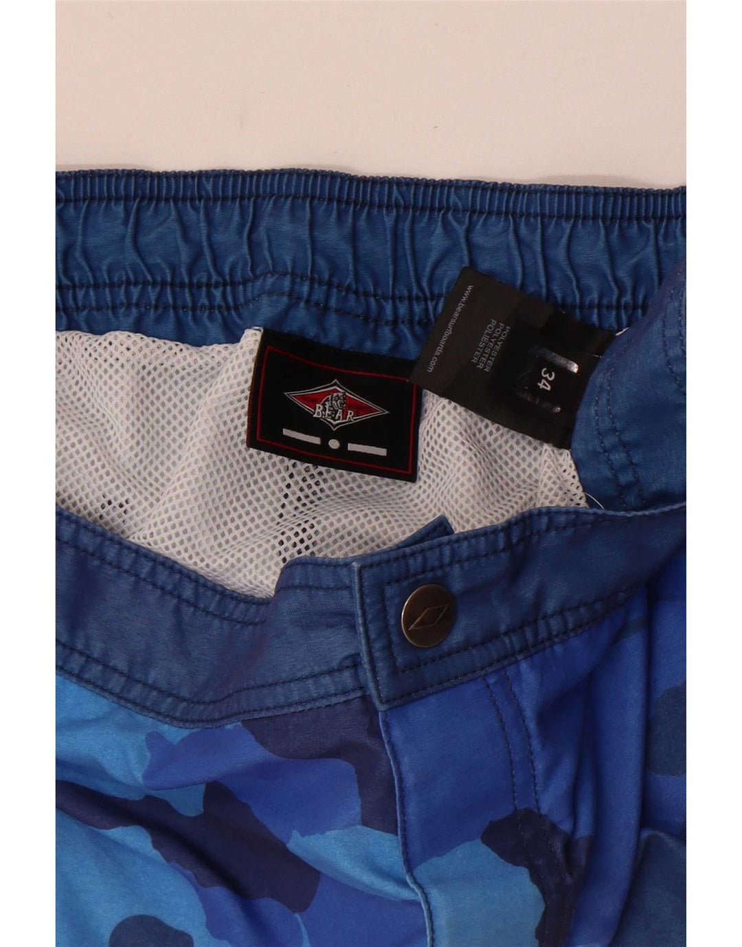 Bear Herren-Badeshorts, groß, blau, Camouflage-Polyester