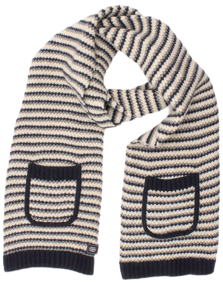 Tommy Hilfiger Damen-Strick-Rechteckschal, Einheitsgröße, marineblau gestreifte Wolle