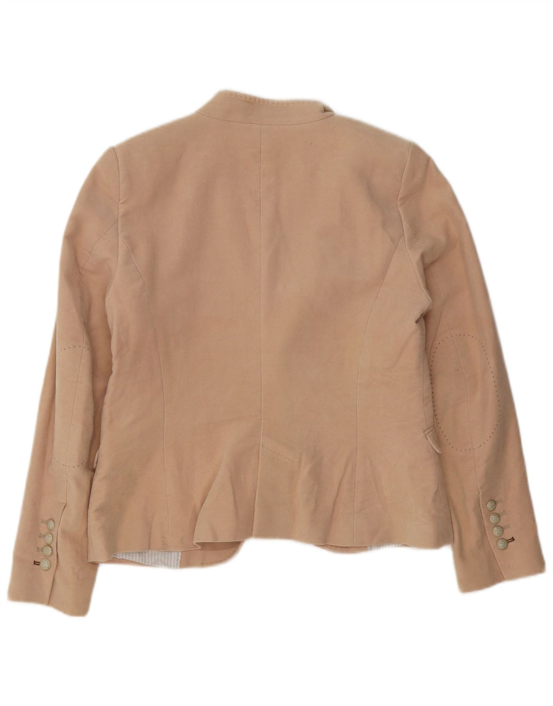 Zara Damen 1-Knopf-Blazerjacke UK 14 Große beige Baumwolle