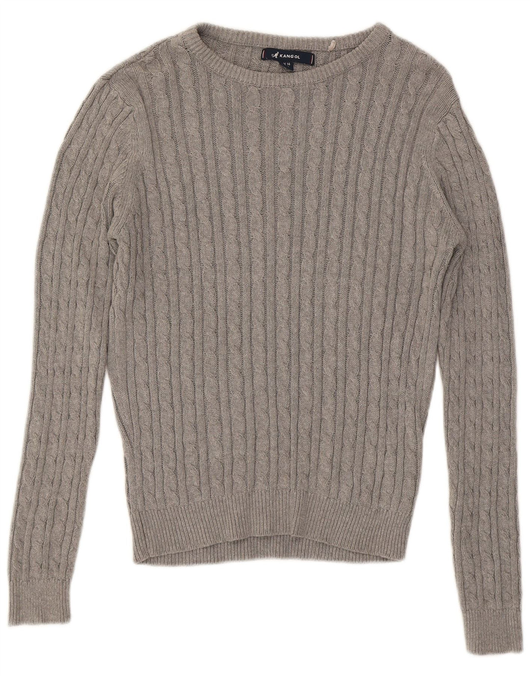 KANGOL Womens Crew Neck Jumper Sweater UK 14 Large  Grey Cotton