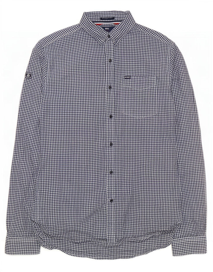 Superdry Herren-Hemd, groß, marineblau, Gingham-Baumwolle