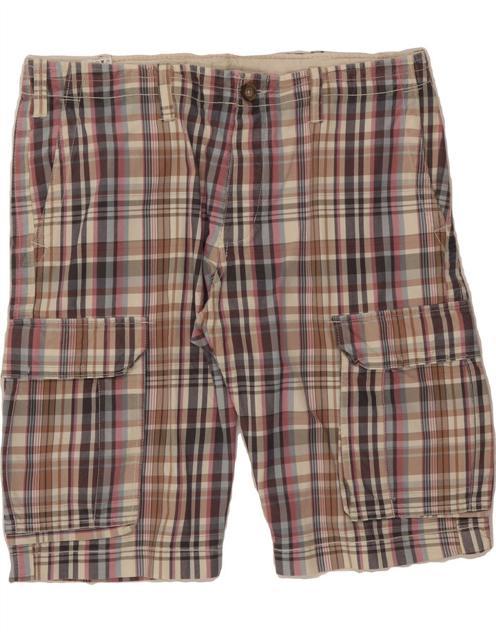 BENETTON Mens Cargo Shorts IT 52 XL W38 Multicoloured Check Cotton Vintage Benetton and Second-Hand Benetton from Messina Hembry 