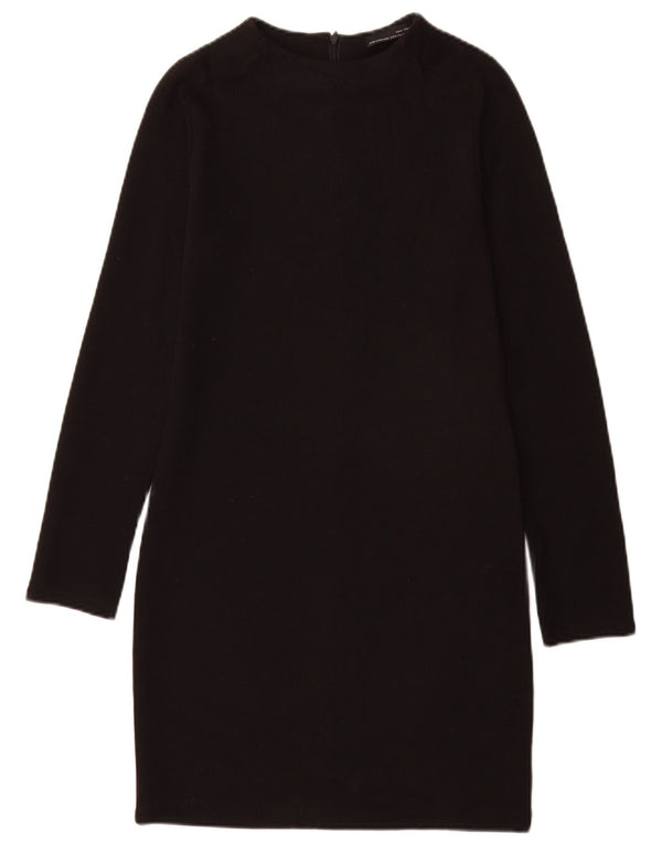 Zara Damen Pulloverkleid UK 12 Mittelschwarze Baumwolle