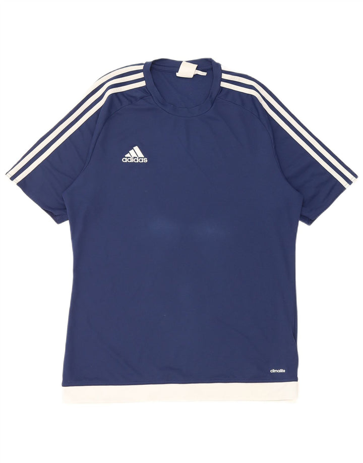 Adidas Herren Climalite T-Shirt Top Medium Marineblau Colourblock Polyester