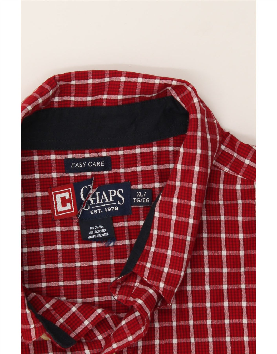 CHAPS Mens Easy Care Shirt XL Red Check Cotton Vintage Chaps and Second-Hand Chaps from Messina Hembry 